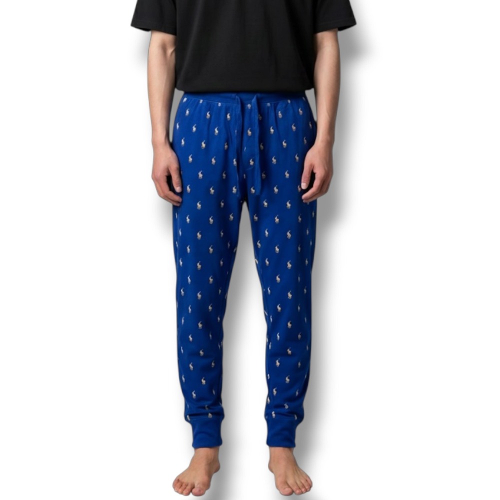 Polo Ralph Lauren Pajama‎ Jogger Pants Mens Medium M Royal Blue All Over Print